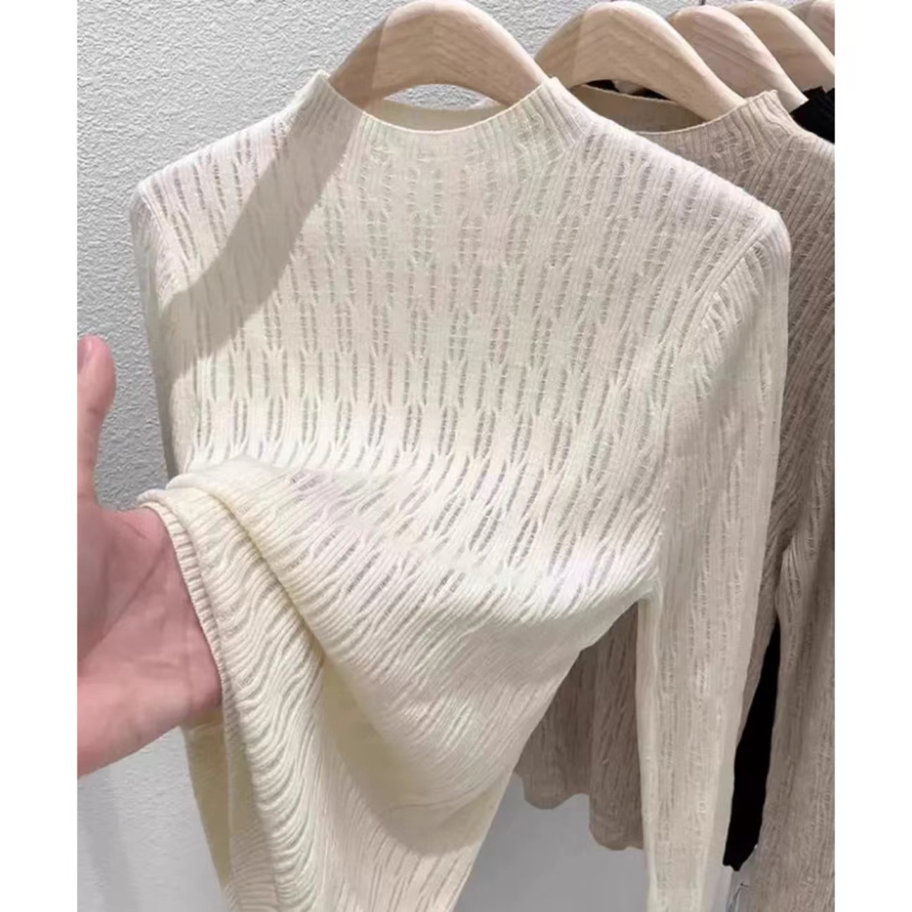 丽姐家~北海道巴素兰羊毛针织打底衫上身毛衣百搭时尚