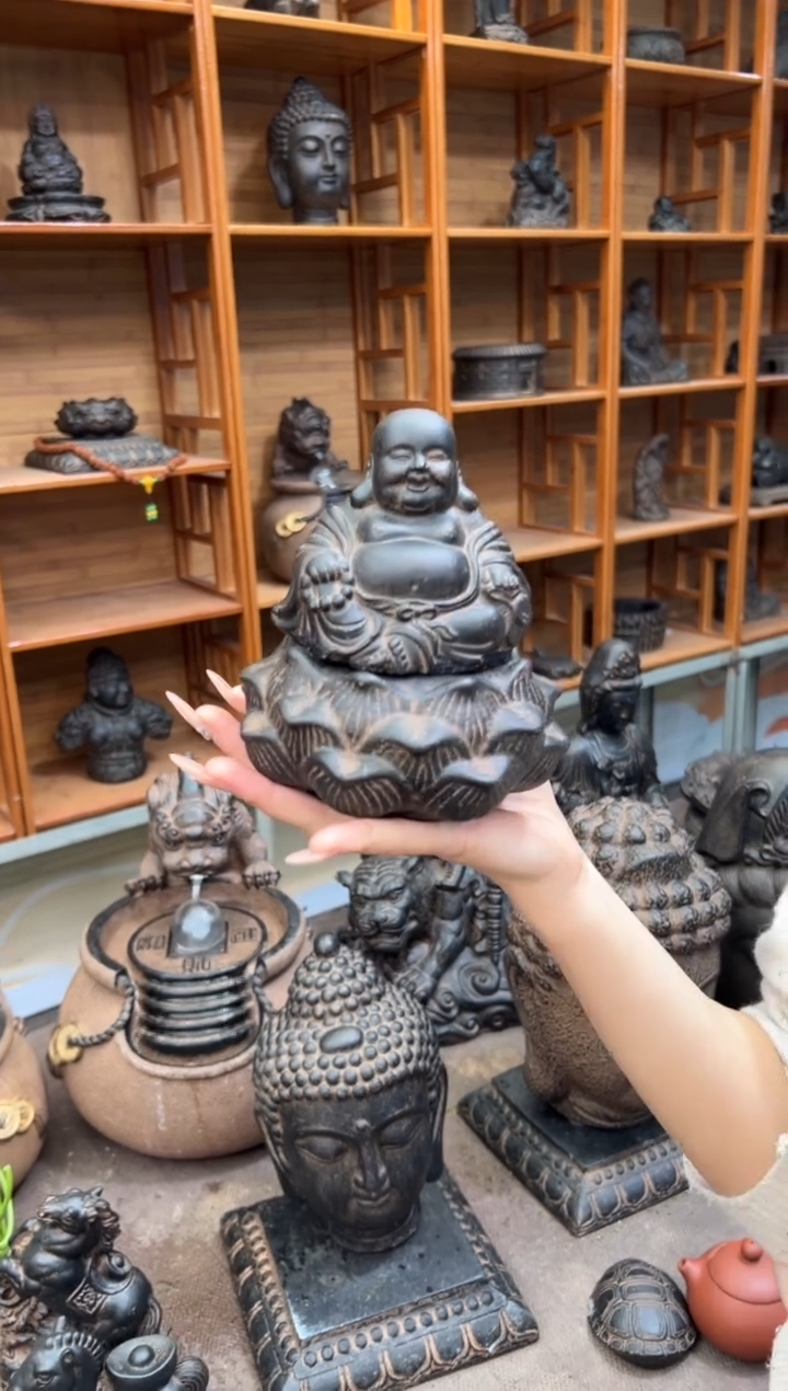 陶土【火山泥】未来佛+莲蓬实心底座