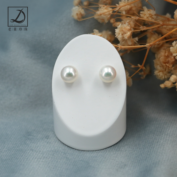 极光6.5-7mm 925银 AK有核珍珠耳钉