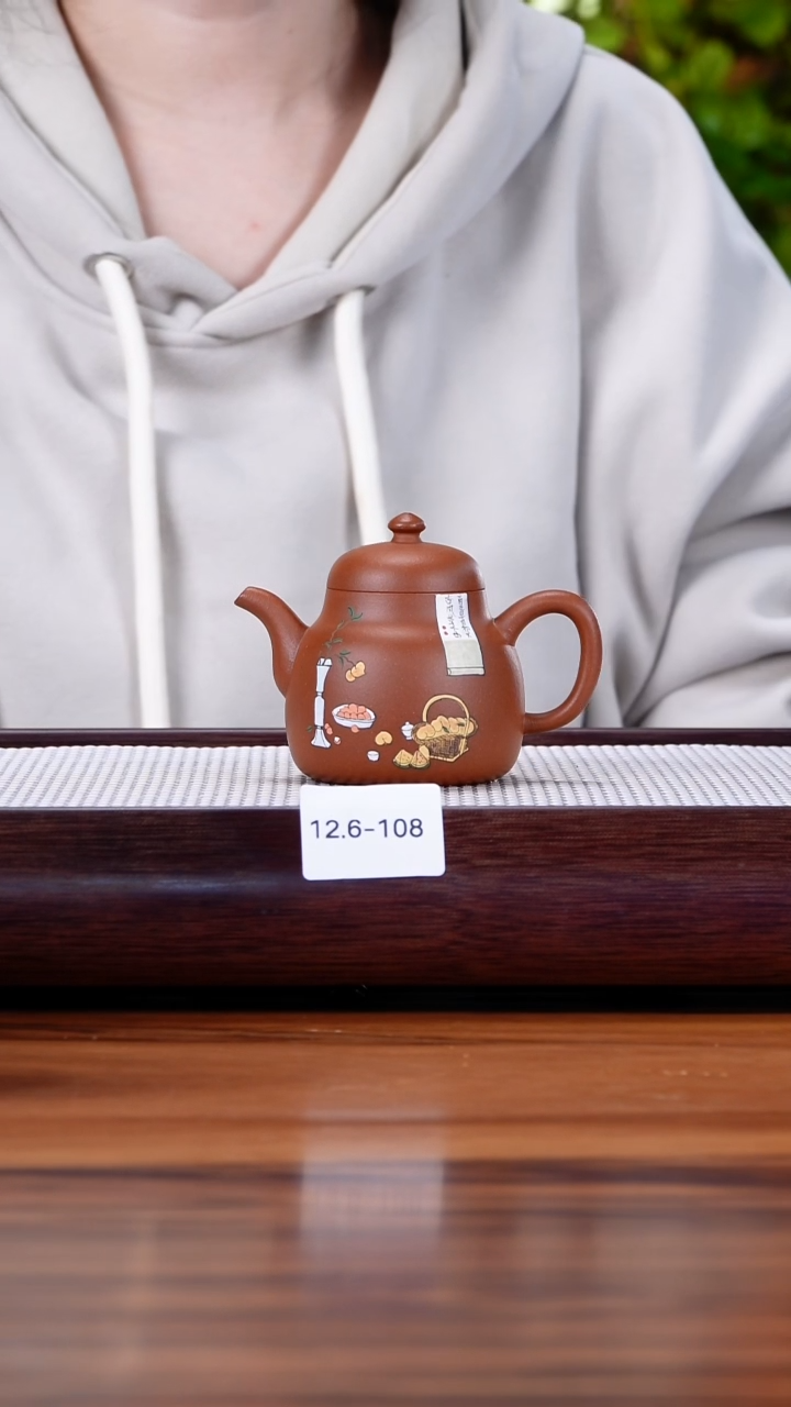 茶壶紫砂12.6-108朱泥 高梨150