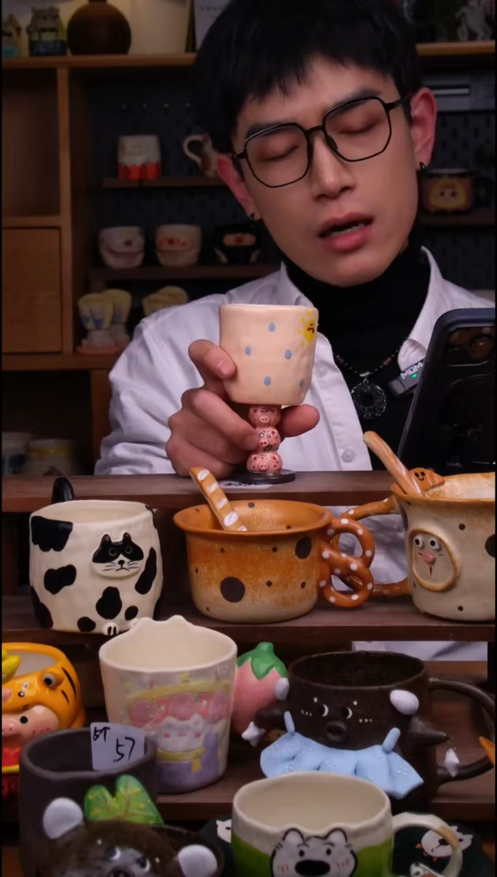 杯子陶景德镇可爱设计师款陶瓷