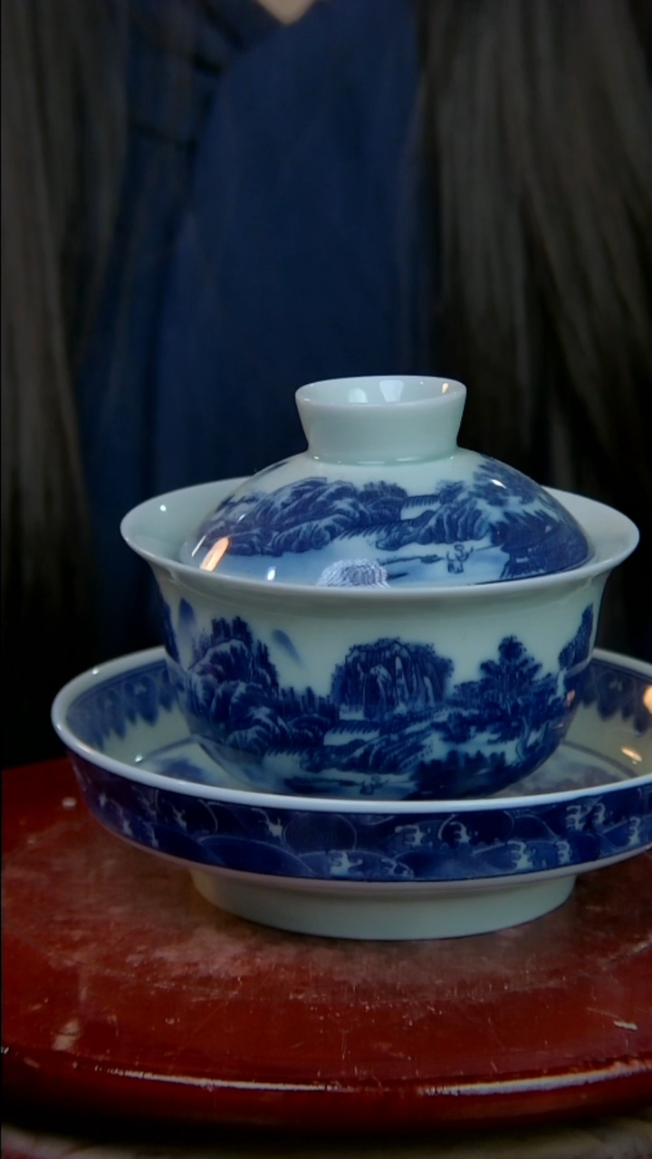 摆件陶山水高足三才