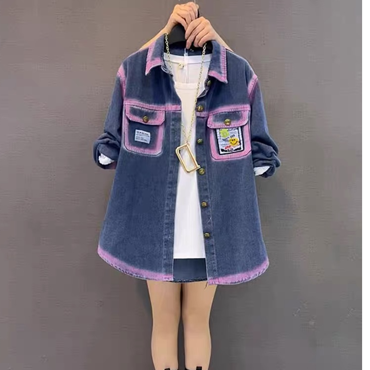 设计师款潮牌大码女装牛仔外套衬衫重工休闲百搭慵懒简约