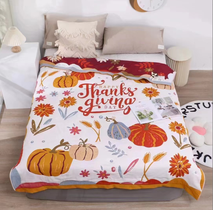 【南瓜】150*200cm A类纯棉单人透气四季泡芙被可爱儿童被