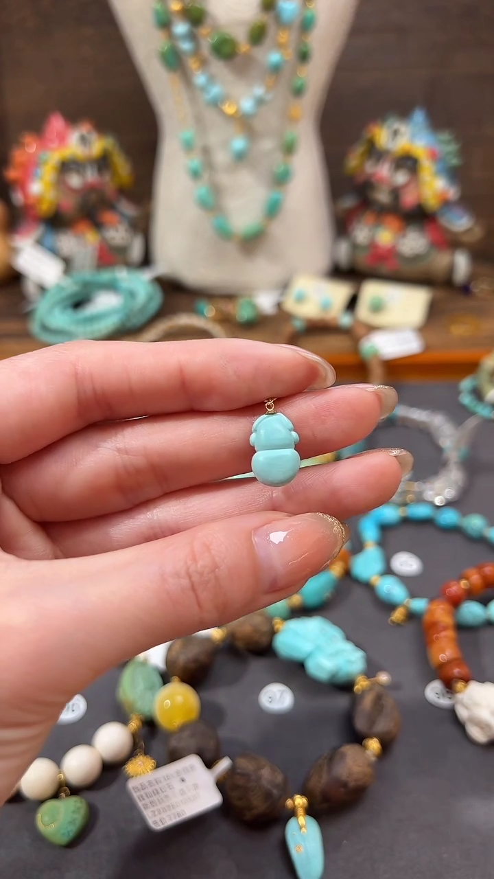 【闪购商品】绿松石提溜18K金镶嵌绿松石提溜