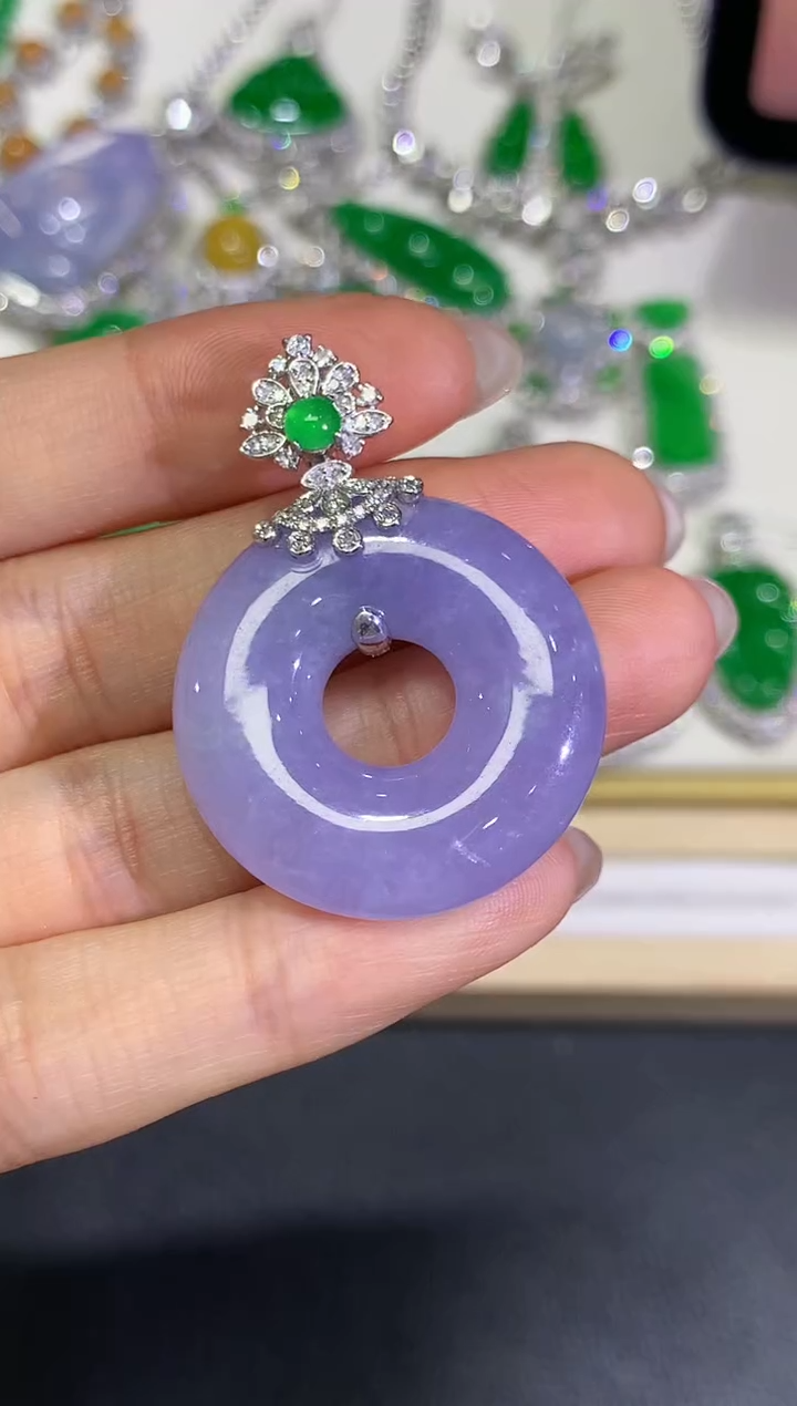 【闪购商品】翡翠颈饰18K金镶嵌团购55