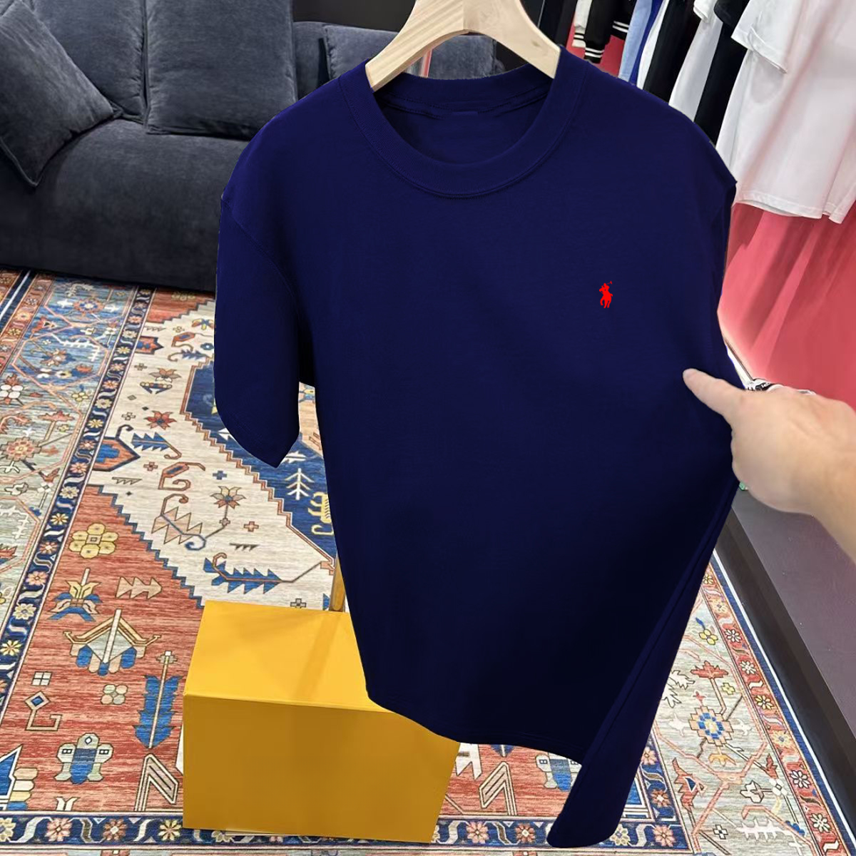 260克纯棉短袖T恤经典小马标刺绣半袖休闲百搭男士内搭圆领打底