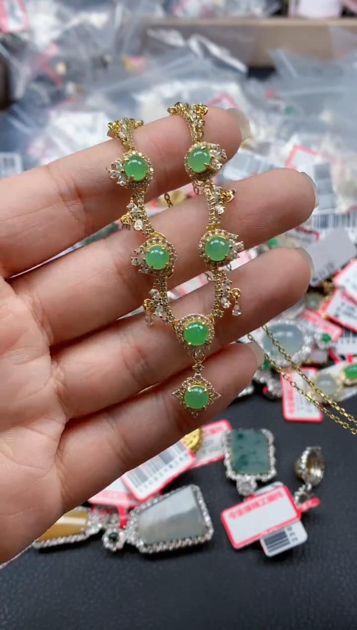 银S925镶嵌戒指翡翠天然A货缅甸翡翠