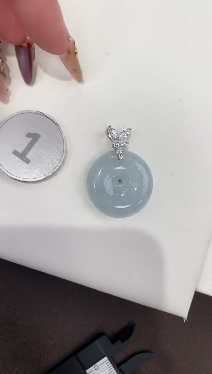 颈饰银S925镶嵌翡翠天然缅甸a货翡翠