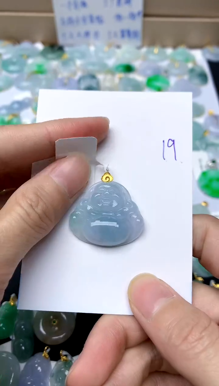 【闪购商品】翡翠颈饰18K金镶嵌19天然A货翡翠