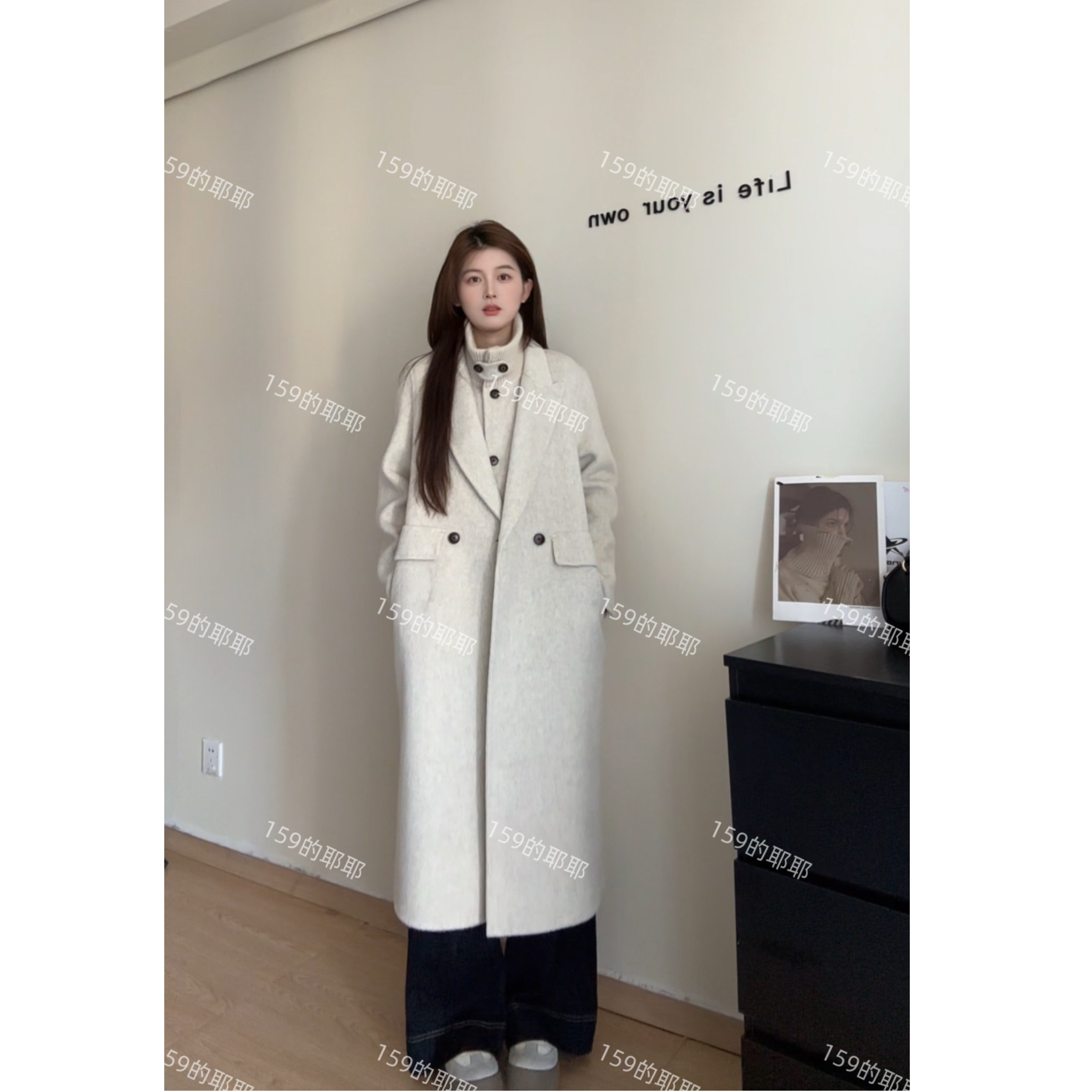 2025冬季新品立领两件套长款双面呢羊毛大衣25058