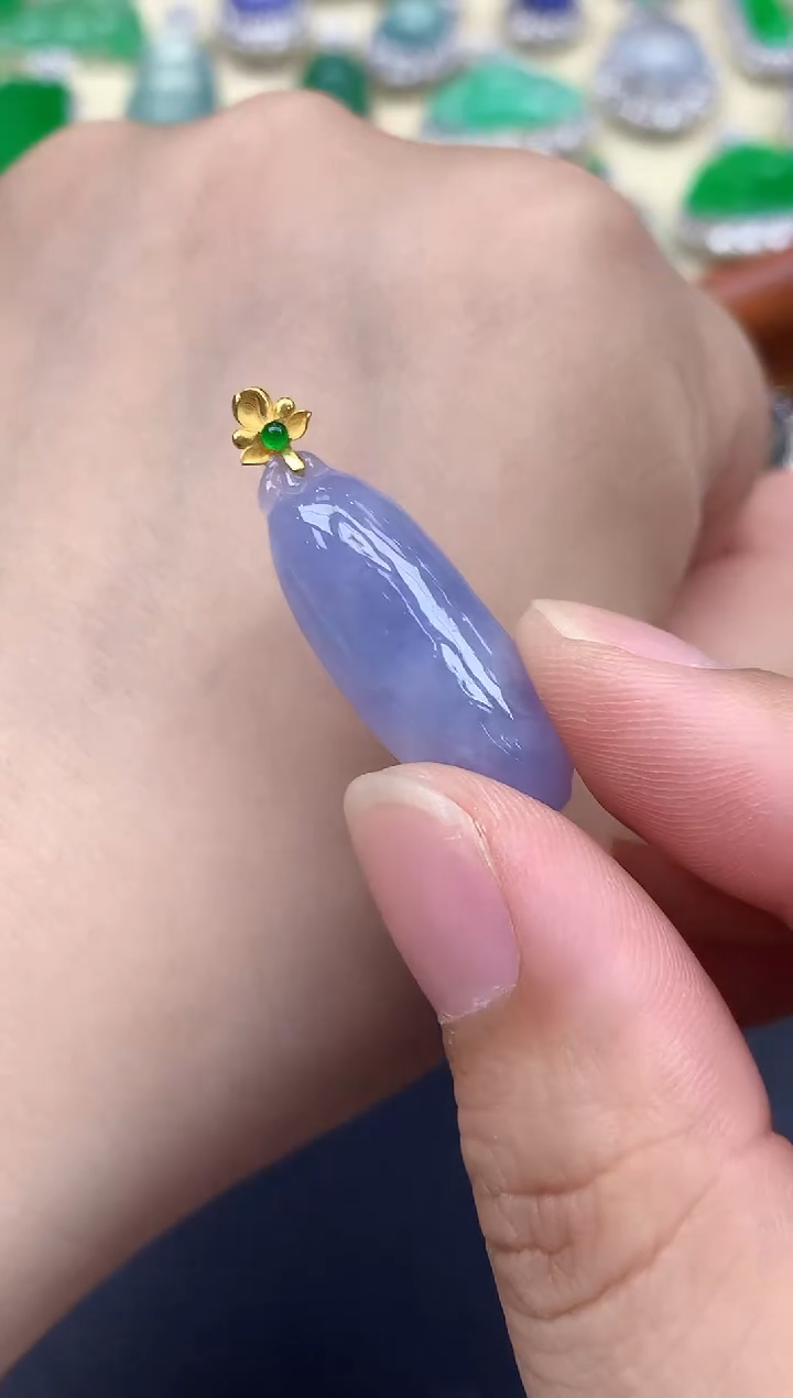 颈饰18K金镶嵌翡翠190-中国好珍宝