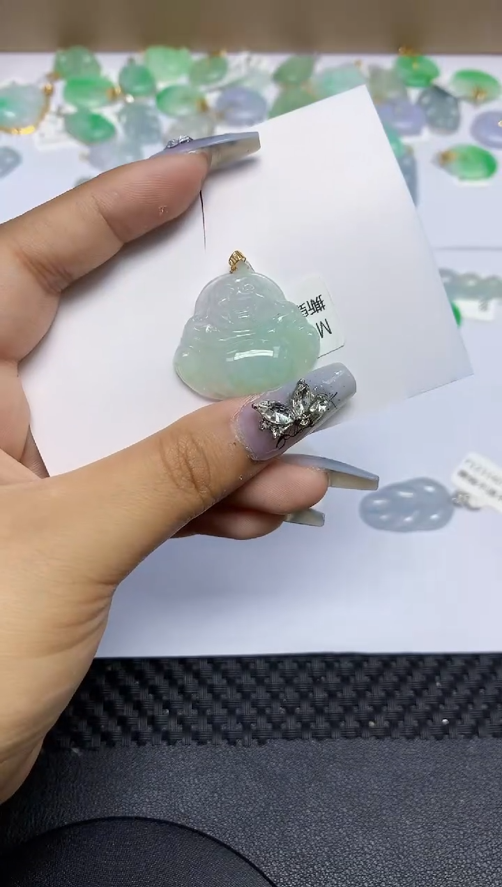 翡翠18K金镶嵌颈饰天然翡翠A货 