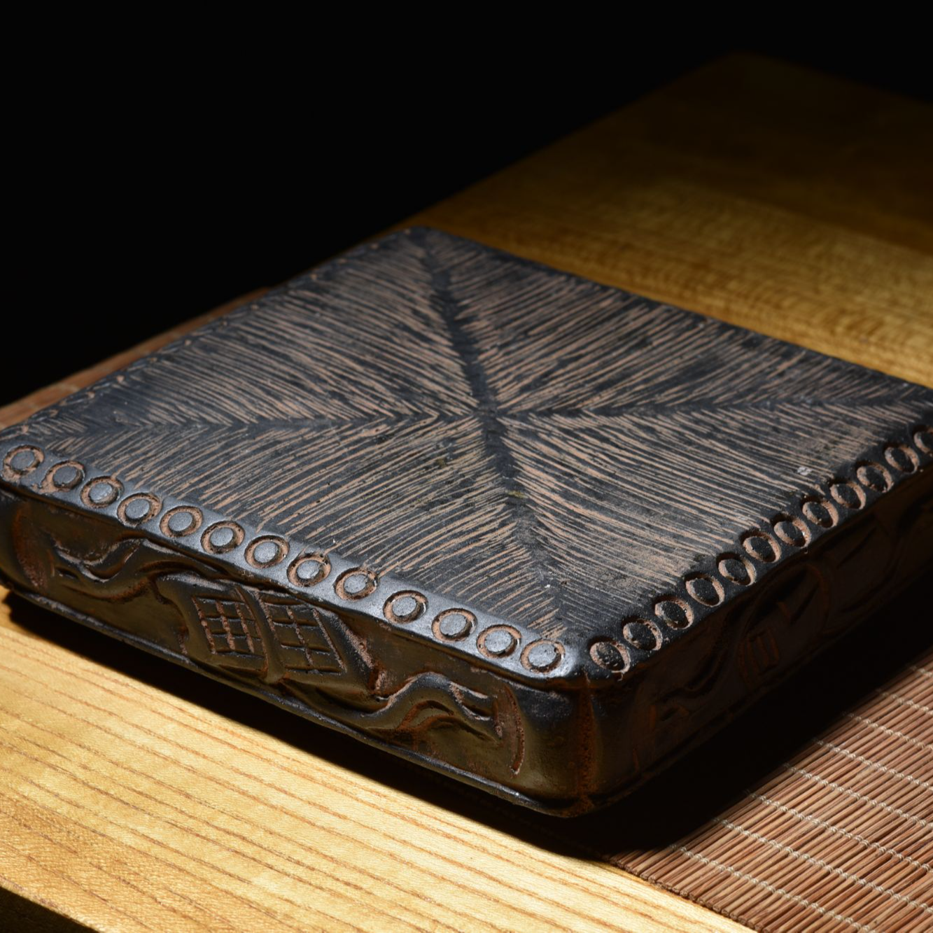 雲植.琴棋书画仿古方形禅意中国风花盆摆件底座茶室软装