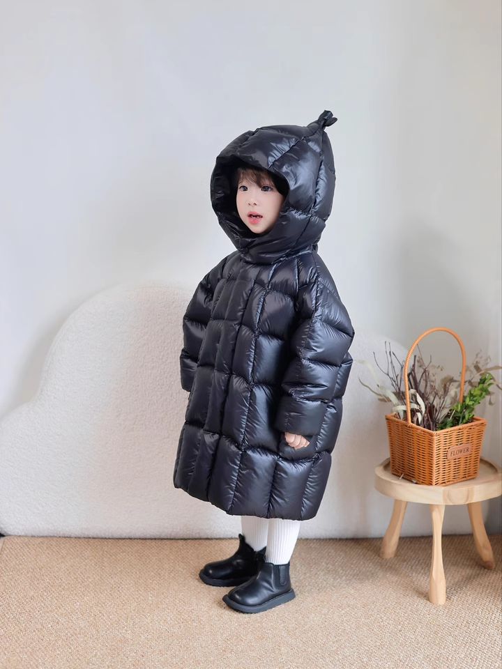 儿童羽绒服2025男女童冬季新款过膝加厚长款连帽童装时尚鹅绒外套