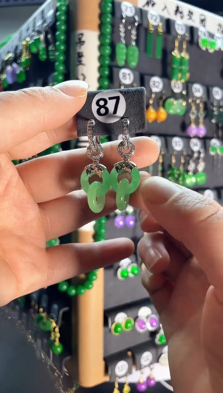 【闪购商品】翡翠耳饰银S925镶嵌老87...