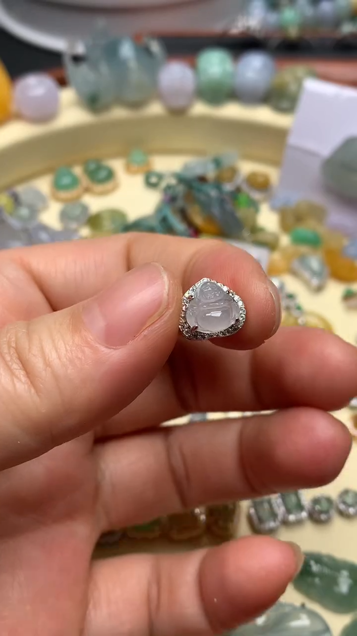 【闪购商品】翡翠颈饰银S925镶嵌翡翠镶嵌佛公