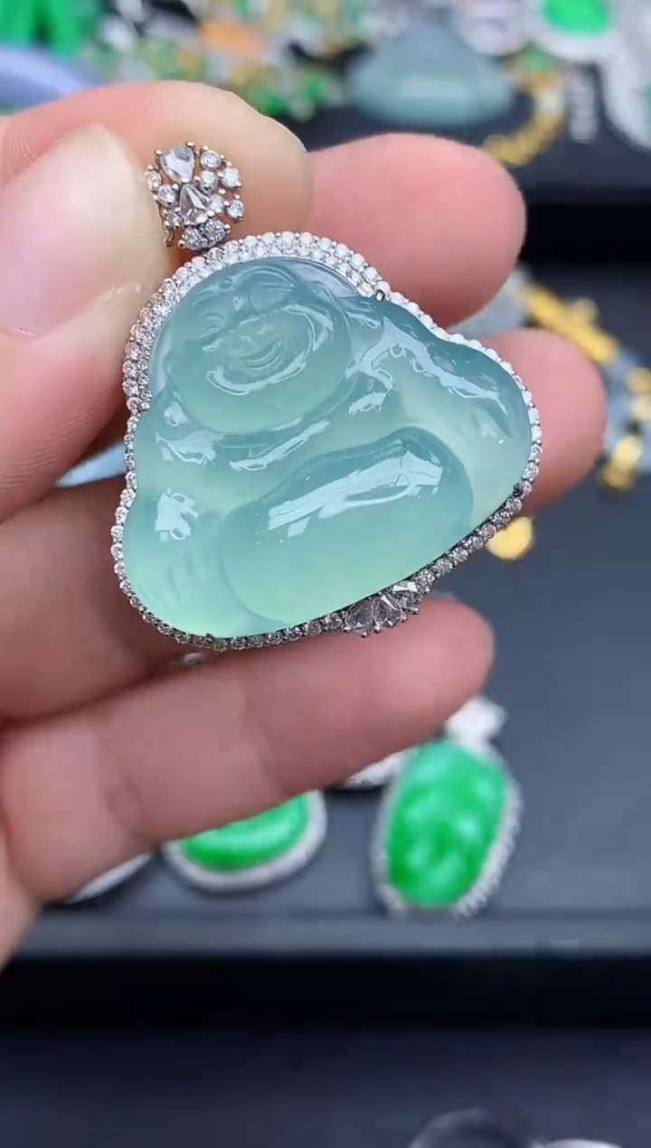 颈饰18K金镶嵌翡翠546-春日珠宝