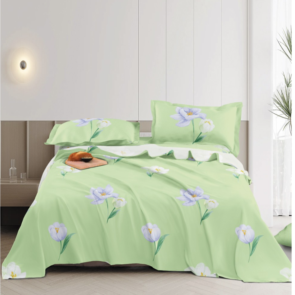 （0217）加厚粗布床单吸汗透气2.45*2.25米（+－5公分）花意梦情-绿