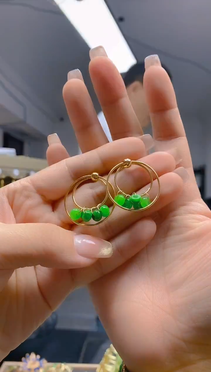 【闪购商品】翡翠耳饰合金383翡翠耳钉