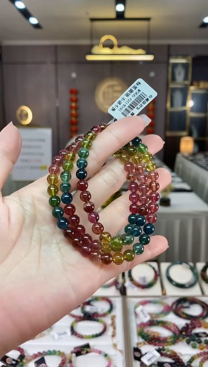 【闪购商品】碧玺三圈手串6mm+未镶嵌（多样性发一条）hon