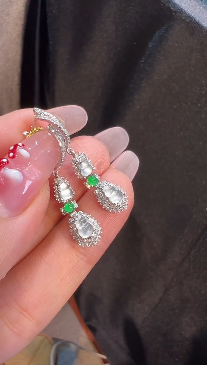 【闪购商品】翡翠耳饰18K金镶嵌耳饰