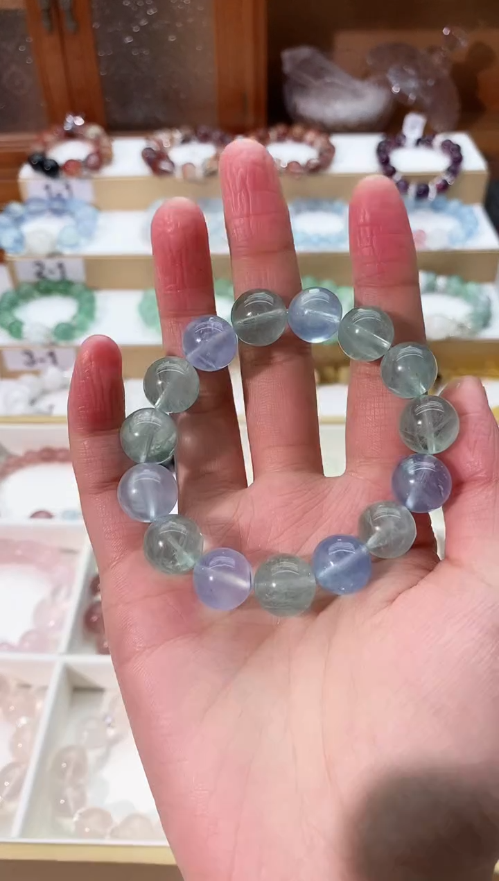 【闪购商品】水晶手串未镶嵌海蓝宝搭绿萤石手串