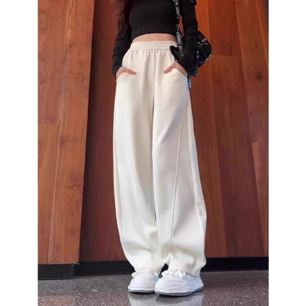 复古阔腿裤男秋冬加厚慵懒风垂感软糯休闲直筒裤