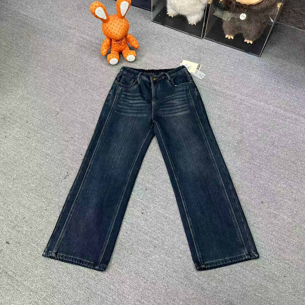 89256弹力加绒直筒拖地阔腿裤