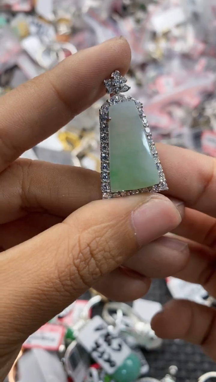 银S925镶嵌戒指翡翠12             7