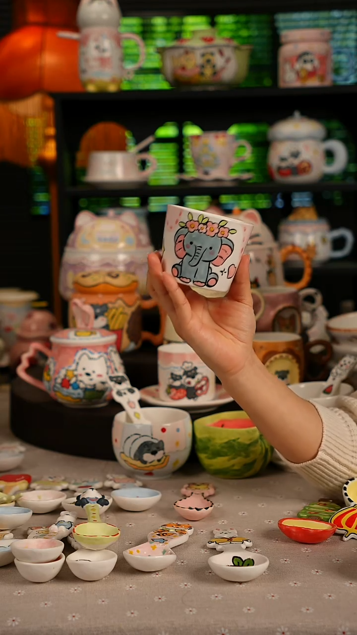 陶瓷无盖款景德镇高温釉下彩纯手绘创意瓷