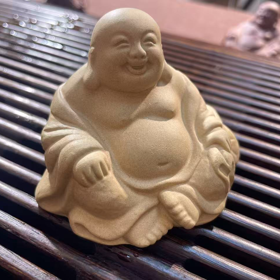 宜兴紫砂全手工制段泥欢喜弥勒佛茶宠 重手