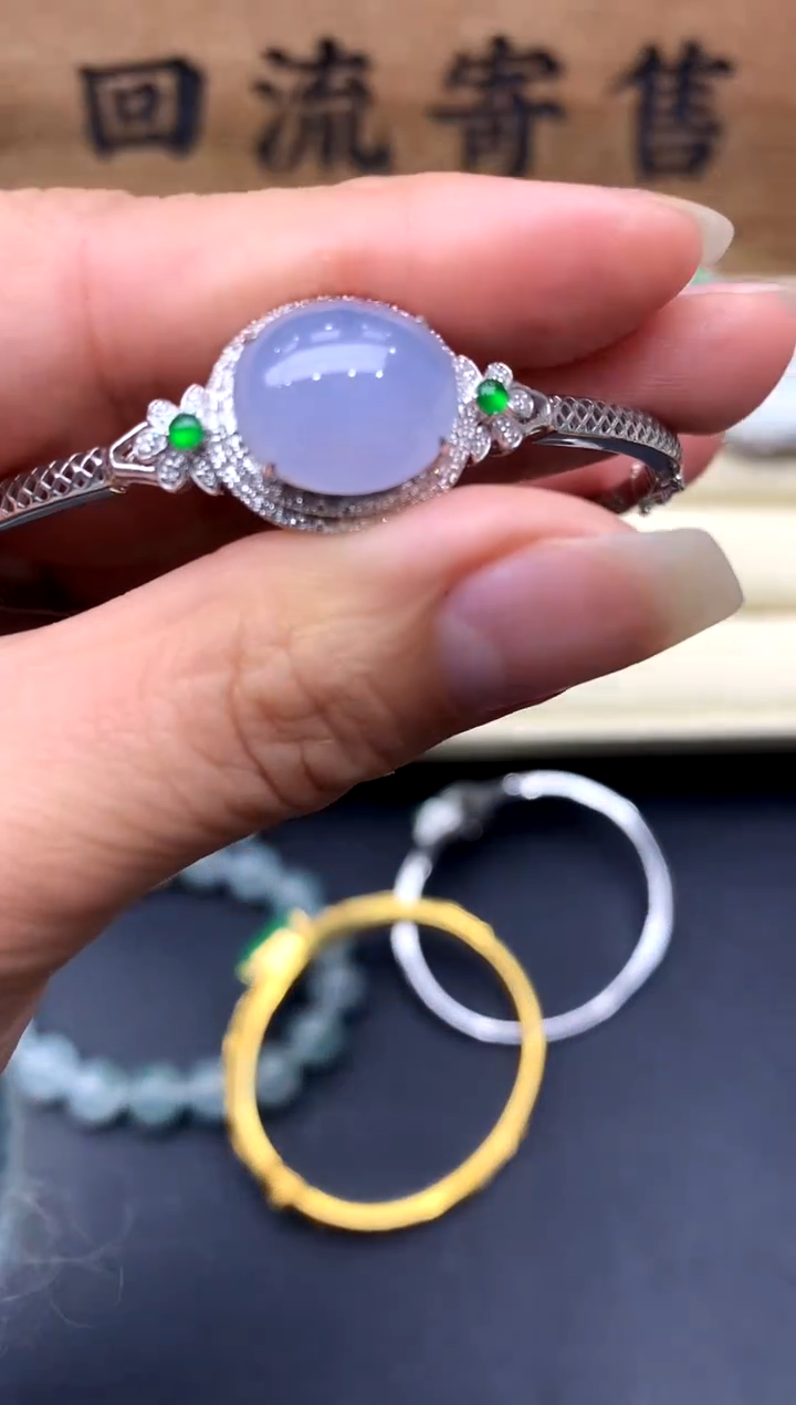 【闪购商品】翡翠手镯18K金镶嵌408-中国好珍宝