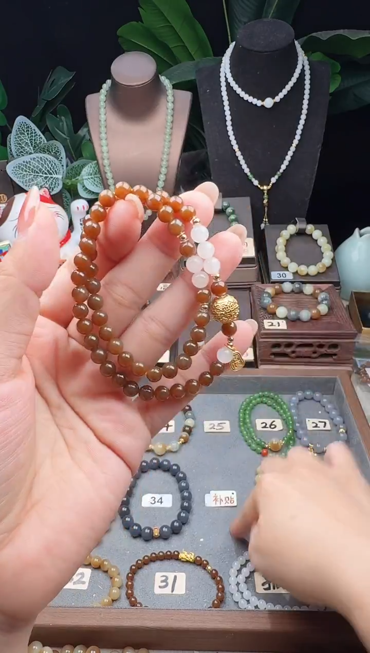 未镶嵌手串和田玉精品6m糖玉双圈手串