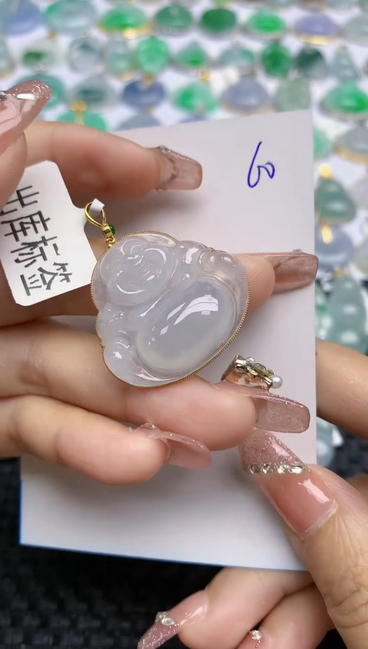 【闪购商品】翡翠颈饰18K金镶嵌天然A货翡翠 60