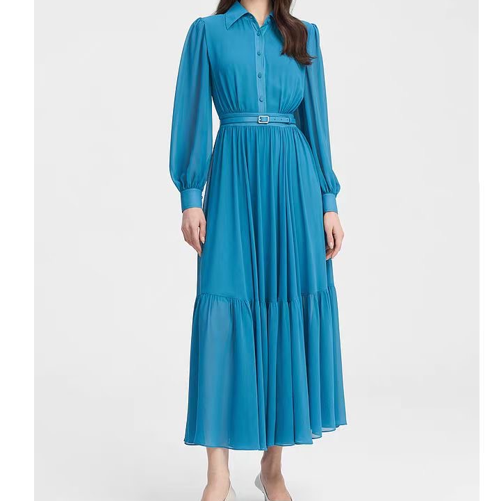 【歌】罗马假日新款欧若假日风衬衫式连衣裙女GLSL016