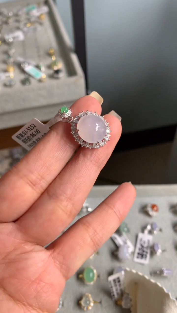 银S925镶嵌戒指翡翠吊坠