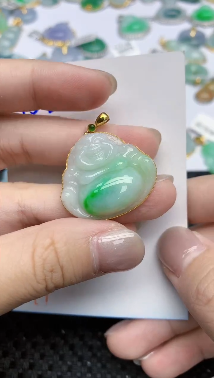 【闪购商品】翡翠颈饰18K金镶嵌天然翡翠A货