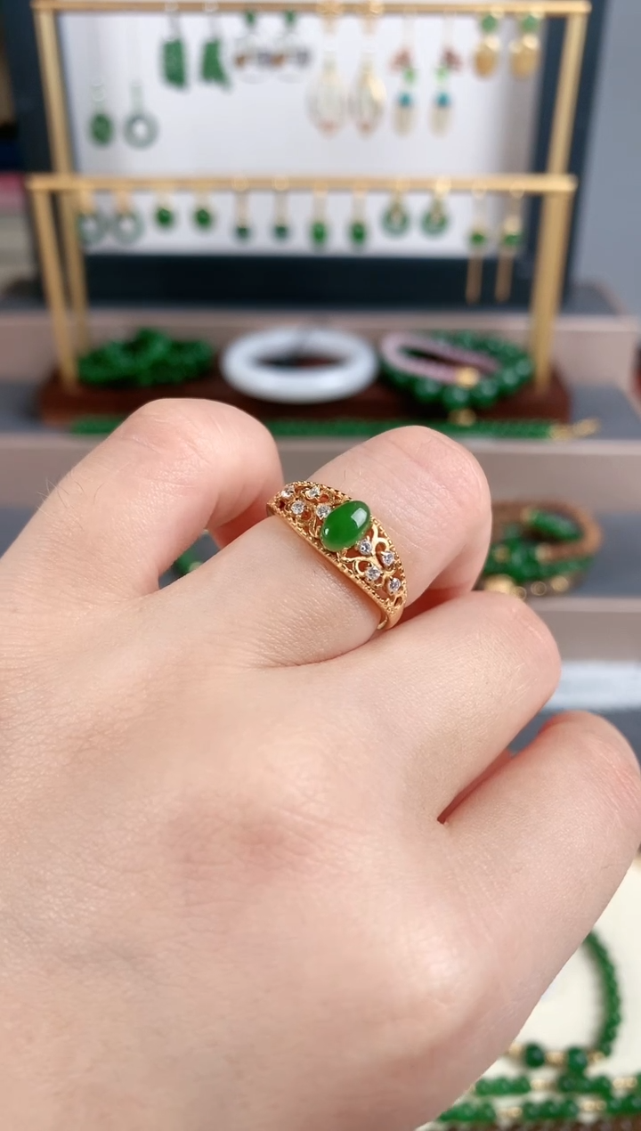 银S925镶嵌戒指和田玉1