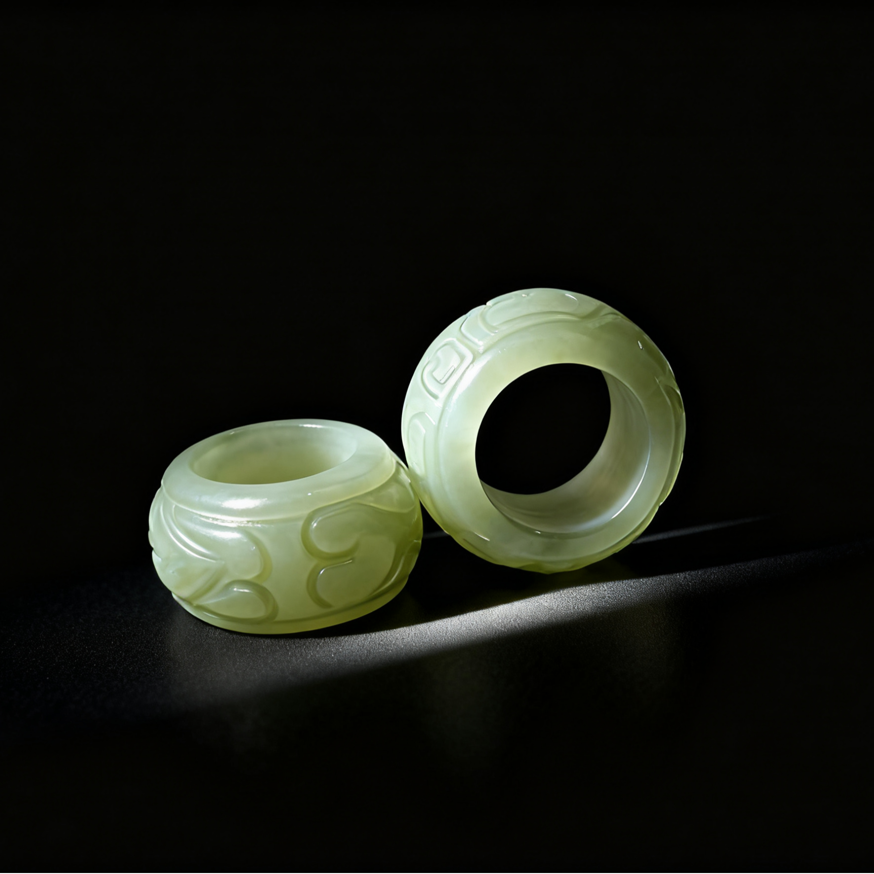 雾戎珠宝天然和田玉回纹跑环路路通新中式diy手串手链饰品配饰