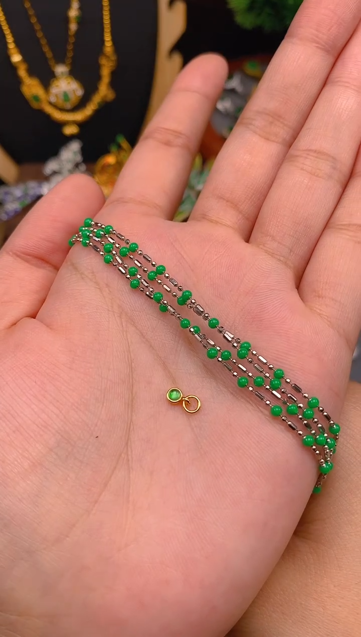 【闪购商品】翡翠项链银S925镶嵌银色碎银几两项链1条