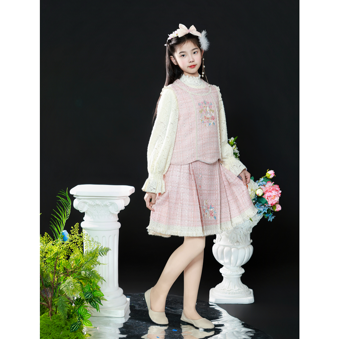 【跳跳糖兔】茉胭汉服 比甲马面裙 国风少女小香风公主两件套装