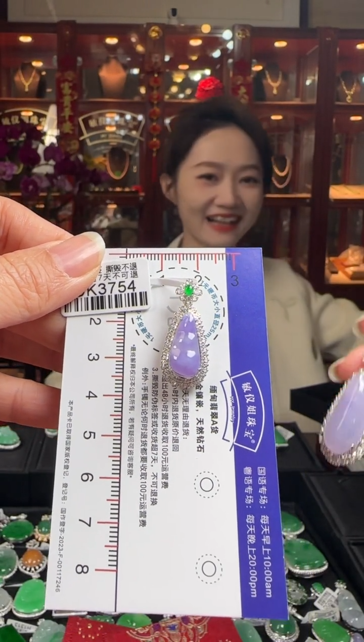 【闪购商品】翡翠颈饰18K金镶嵌DK3754紫富贵豆