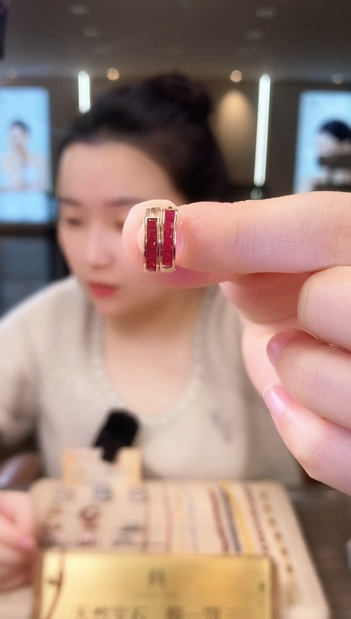 【闪购商品】红宝石耳饰银S925镶嵌07