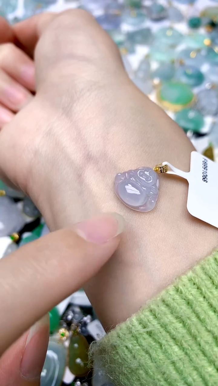 颈饰18K金镶嵌翡翠可****吗天然A货翡翠