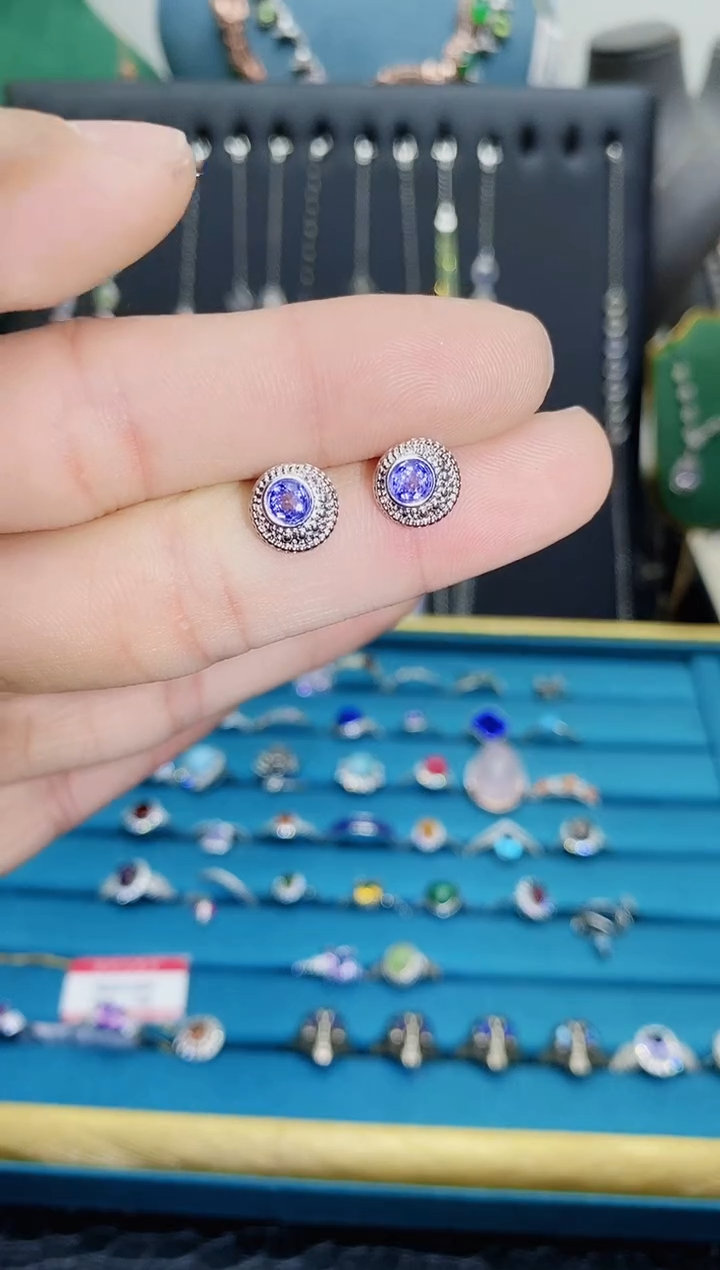 【闪购商品】坦桑石耳饰银S925镶嵌1121