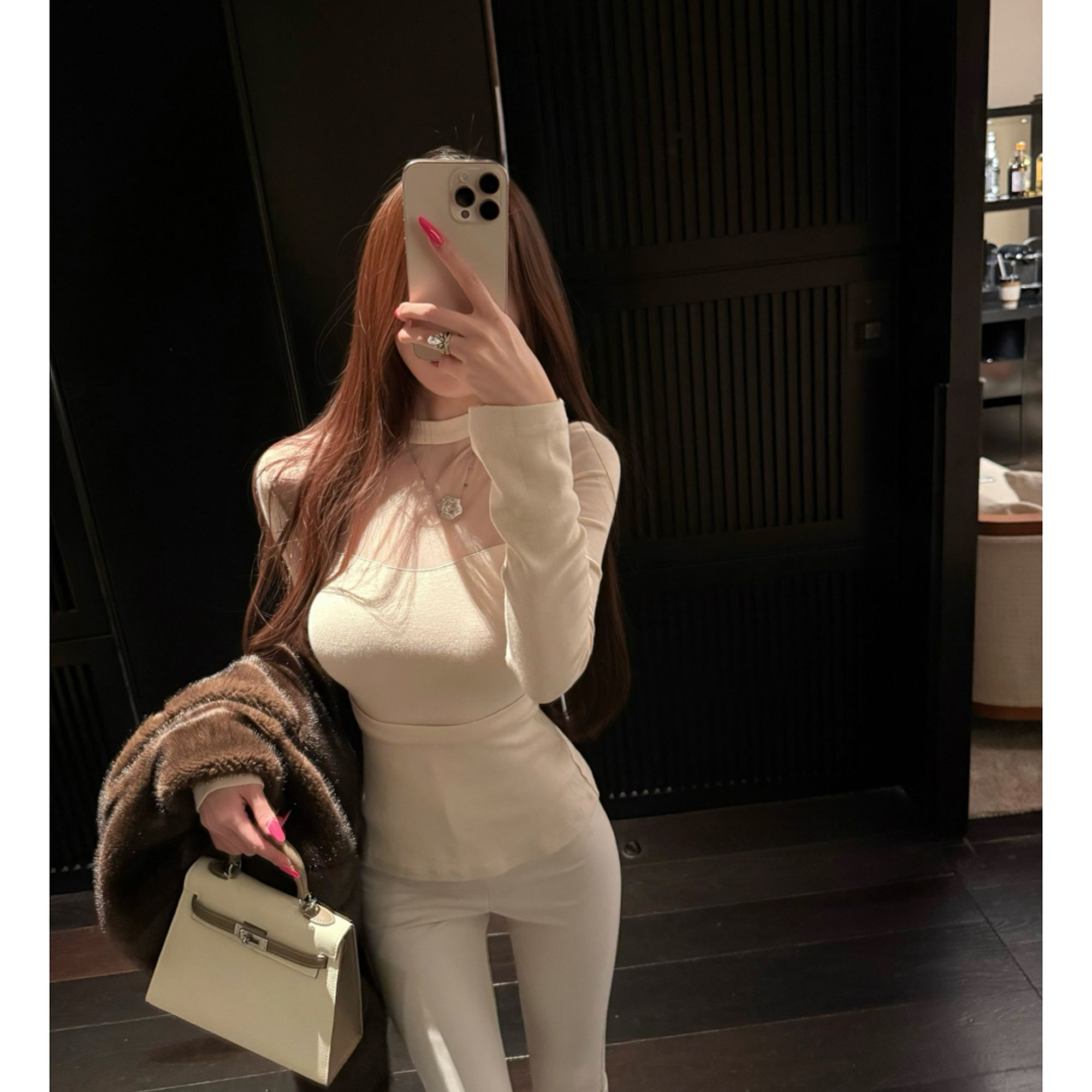 一然大码女装半高领微透针织衫秋冬软糯修身长袖上衣13982