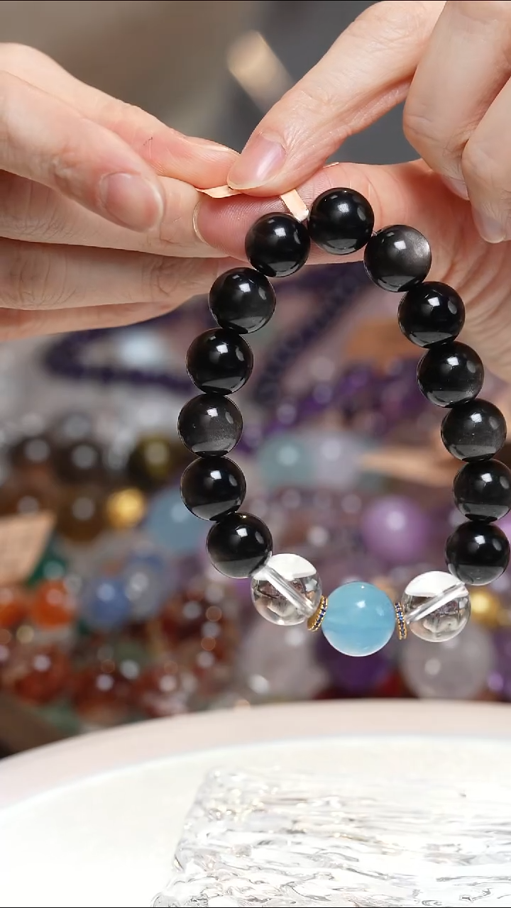 未镶嵌黑曜岩手串黑曜石手串·MM0025NOV041L251