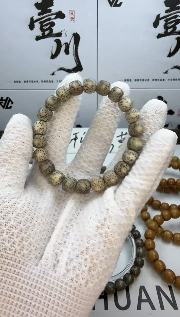 手串星月菩提10/9 石玉料 微带点测留白