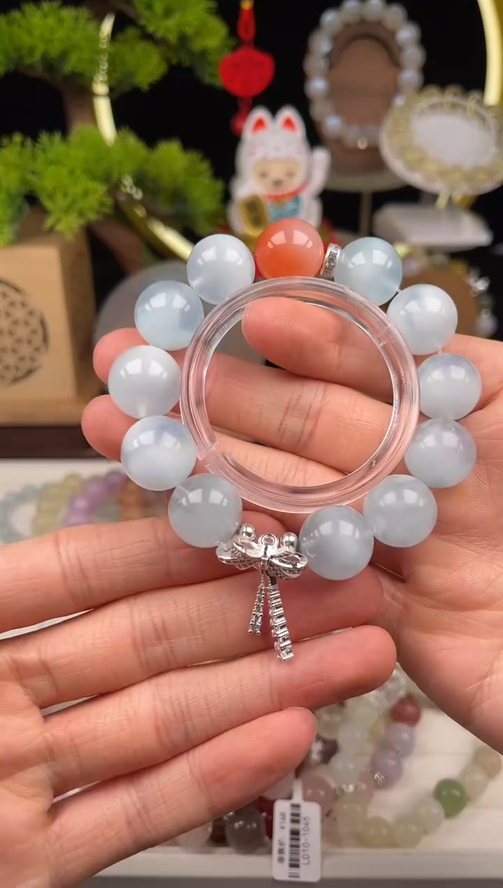 未镶嵌手串水晶海蓝宝设计款15mm